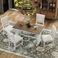 thumbnail image 6 of 5 Piece Dining Table Set, Atumon Dining Table Set for 4, Wood Dining Room Set with 1 Table and 4 Upholstered Chairs, Farmhouse Dining Table Set for Kitchen Dining Room Apartment, White, 6 of 10