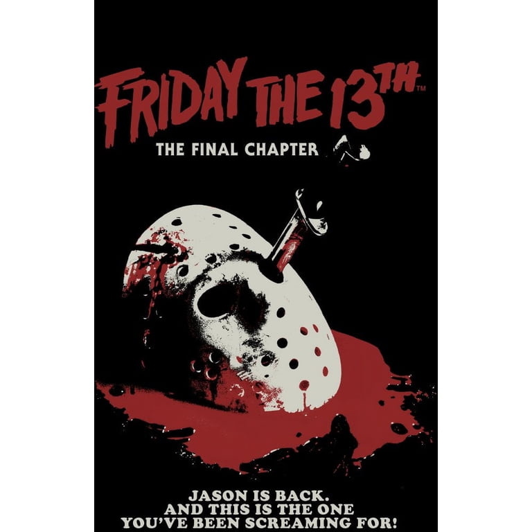 Friday The 13th Final Chapter Poster Men's Black T-shirt-XL