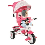 Gymax Baby Tricycle Stroller 6-in-1 Kids Push Trike w/ Removable 5-Position Canopy Pink