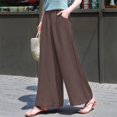 thumbnail image 2 of ZQUUVOU Women's Wide Leg Pants Solid Color Comfortable Summer Casual Straight Leg Pants Coffee, 2 of 6