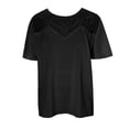thumbnail image 5 of Honeeladyy Women Short Sleeve Tops Shirts Fashion Women's Summer O-Neck Lace Patchwork Short Sleeve Attractive Top Blouse, 5 of 9