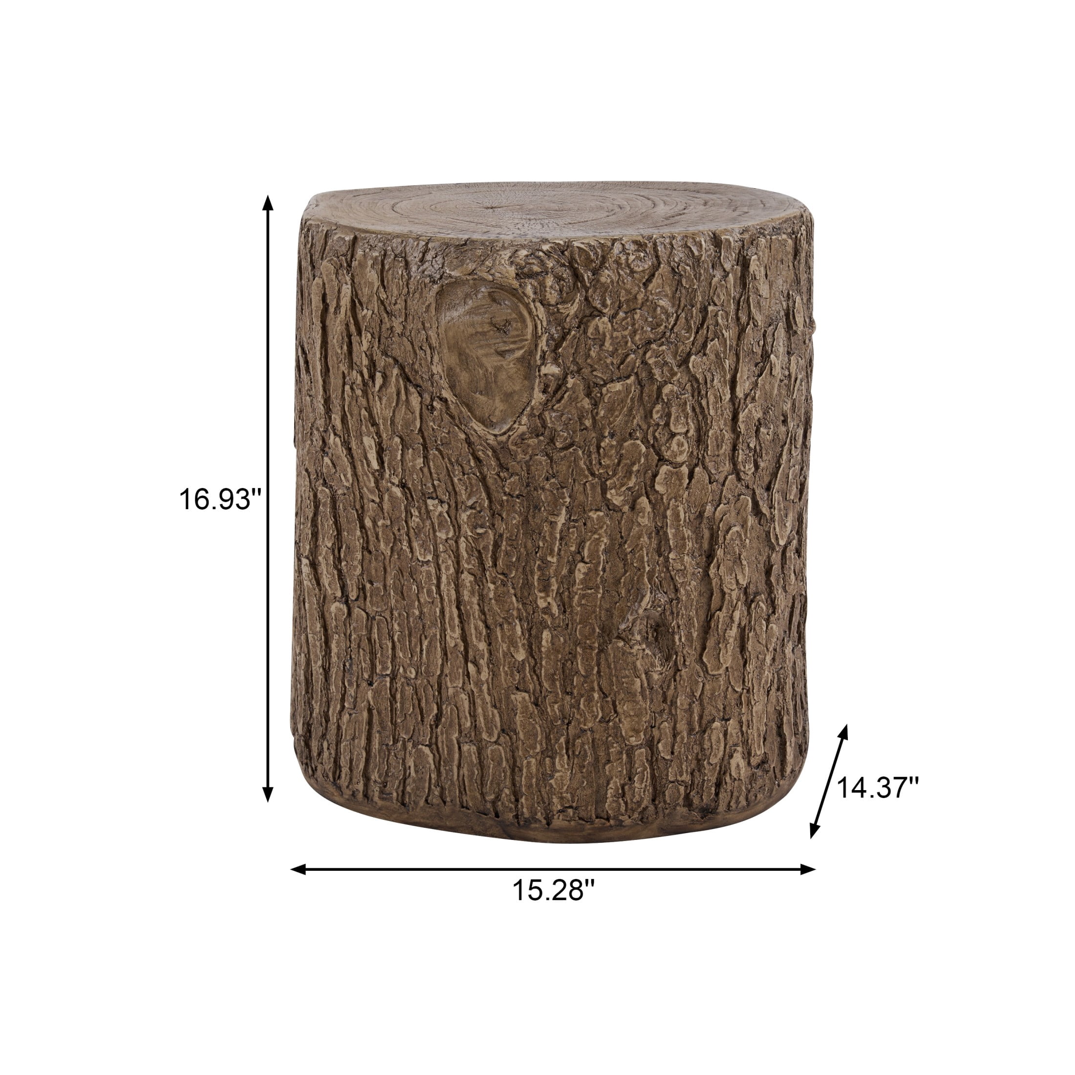 Christopher Knight Home 15.3” Tree Stump Side Table, MGO Accent Table with Realistic Wood Texture, Light Brown