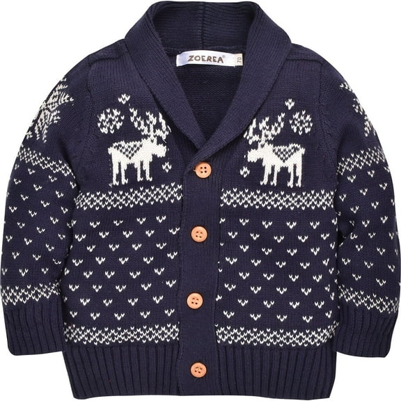 ZOEREA Toddler Unisex Knit Sweater Baby Button-up Coat Deer Christmas Cardigan Sweater