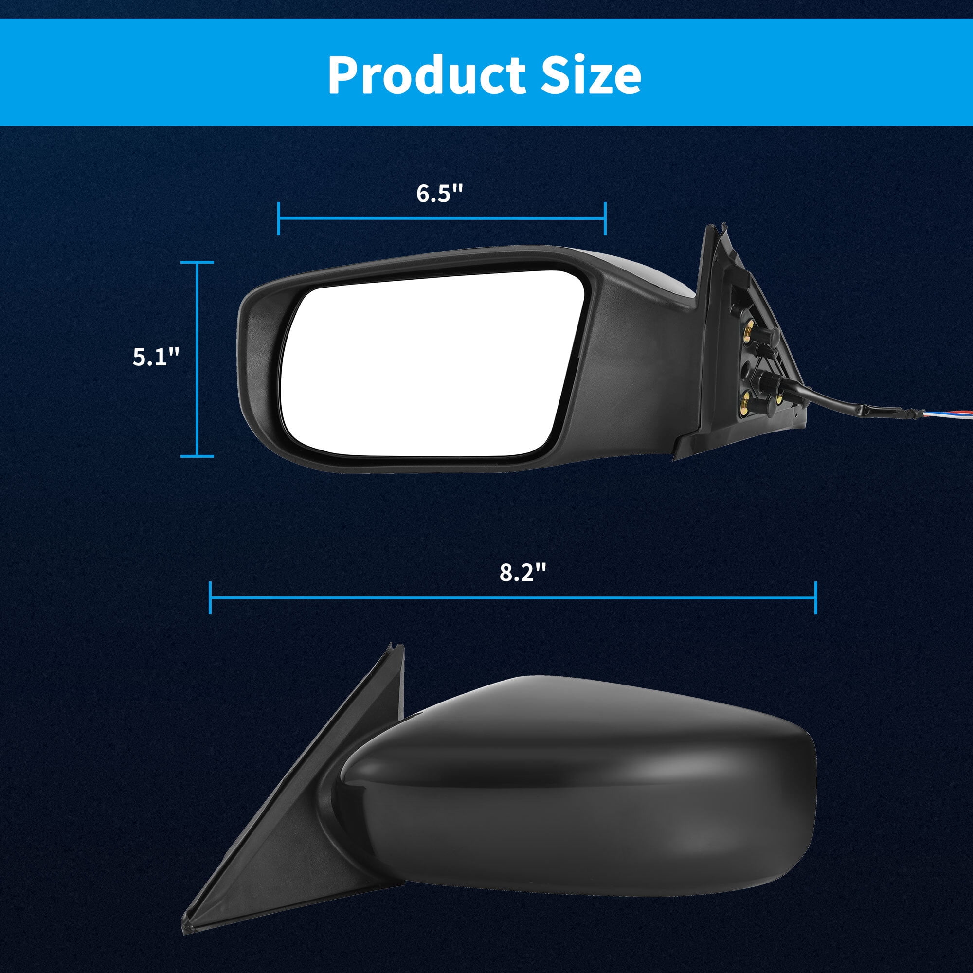 LEDKINGDOMUS  Repl Power Side Mirror Driver Left for 2014-2018 Nissan Altima & 2013 Altima Sedan (Sedan Only), Adjustable Manual Glass OEM-Style Plug Play Install