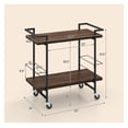 thumbnail image 6 of Bar Cart with Wheels, Lockable Rolling Utility Cart - Rustic Brown - Heavy Duty Metal Frame, 2 Tier Service Cart for Kitchen, Dining Room, Living Room, 6 of 7
