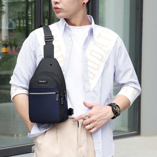 Baohd Sac de Poitrine Mains Libres pour Hommes Polyester Doux Expéditions Extérieures Facile à Transporter Gris 1Set