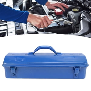 Blue Boîte à outils en métal Heavy Duty Portable Tool Storage Organisateur pour l'atelier Garage Site de travail Roulement haute charge robuste Compact Easy Carry Coffret Box
