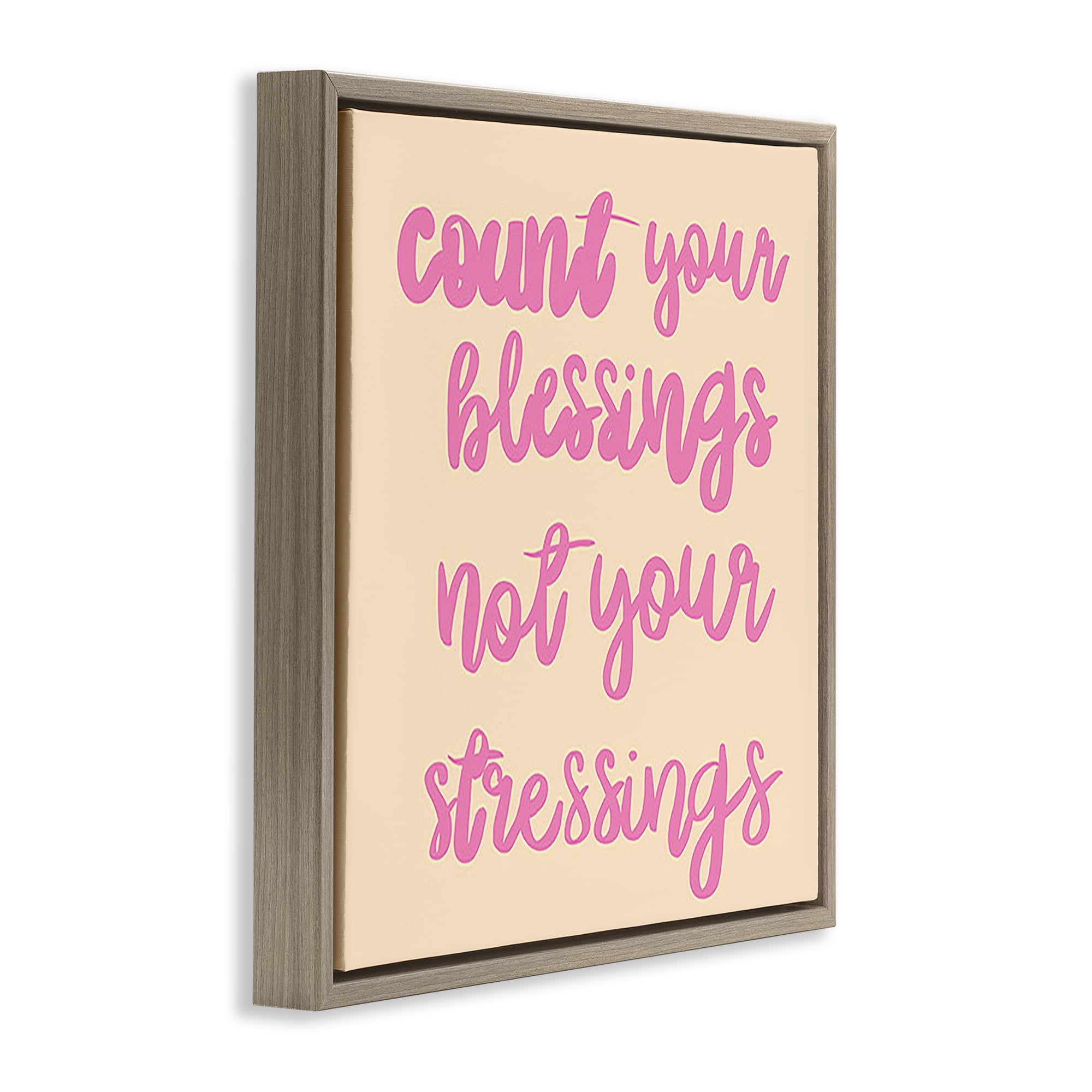 Stupell Industries Count Blessings Not Stressings Text & Numbers Painting Brown Floater Framed Canvas Art Print Wall Art, 25 x 25