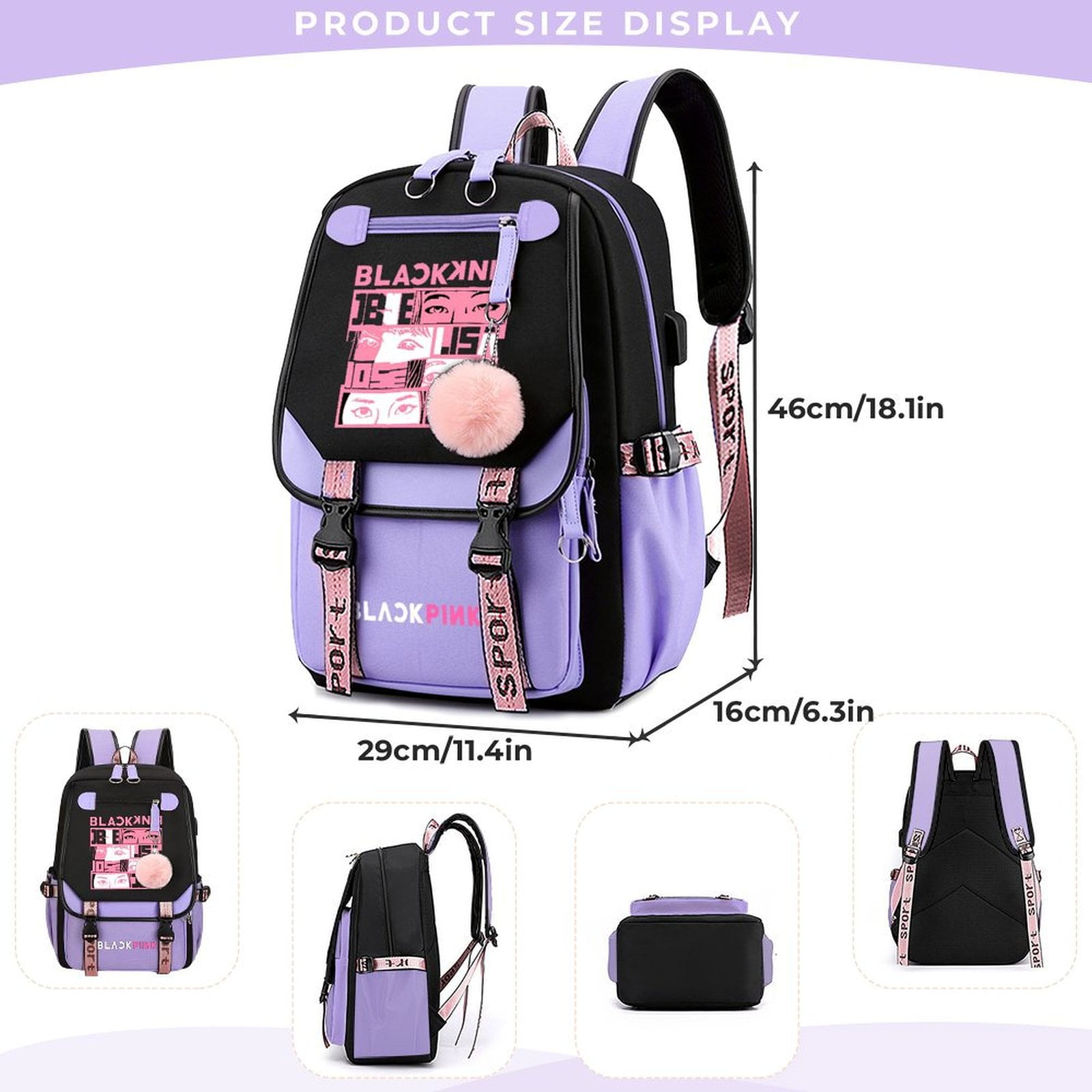 Kpop Blackpink Merch Backpack Schoolbag Casual Travel Laptop