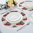 thumbnail image 4 of 15.4" Round Placemat Set of 1 Polyester Fabric Place Mats Non-Slip Dining Kitchen Table Mats for Kitchen Party Decor Red Truck with Presents, 4 of 5