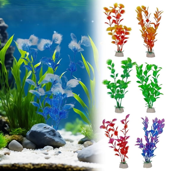 Homelyt Fake Plants Aquarium Decor Artificial Grass Plastic Fish Tank Decoration Green Underwater Safe for Turtle Habitat Freshwater Accessories