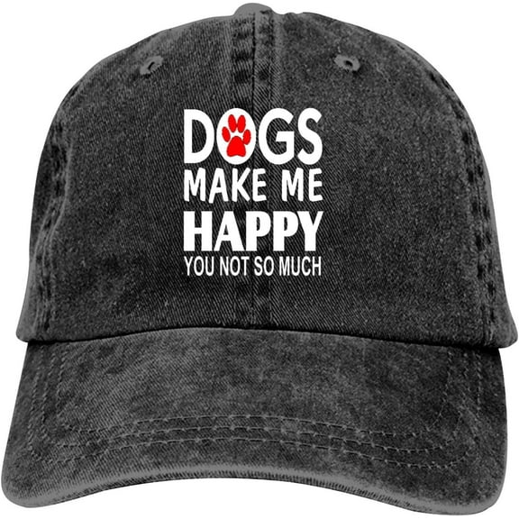 Dogs Make Me Happy You Not So Much Baseball Cap Vintage Adjustable Washed Hats Cowboy Hats Denim Dad Hat for Men Women Boy Girl