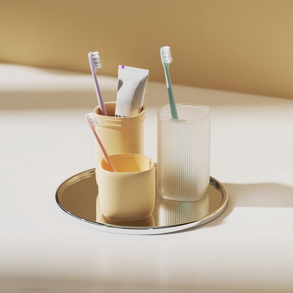 Gobelet de Voyage pour Brosse à Dents - Porte-Brosse à Dents Portable avec Conception Anti-Fuite, Récipient de Soins Bucco-Dentaires, Jaune, JKODE