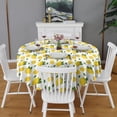thumbnail image 2 of Yellow Lemon Fruit Slices White Pattern Round Tablecloth 60"x60",Wrinkle Wipeable Table Cloth for Kitchen Dining Room Picnic Patio Party, 2 of 6