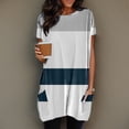 thumbnail image 2 of WEAIXIMIUNG T-Shirts Col en V pour Femmes Grande Taille Manches Longues Été Décontracté Col Rond Manches Courtes Poche Imprimé Géométrique Coloré Léopard Long Top, 2 of 4
