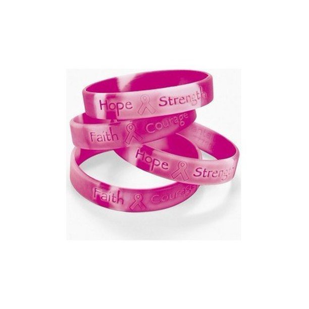 Pink Ribbon Camouflage Silicone Bracelet Jewelry 12 Pieces