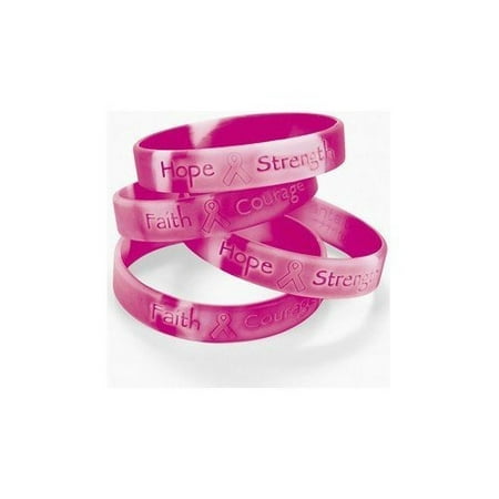 - 12 Ribbon Silicone Camouflage Bracelets Breast Cancer Awareness Wrist BandsPink