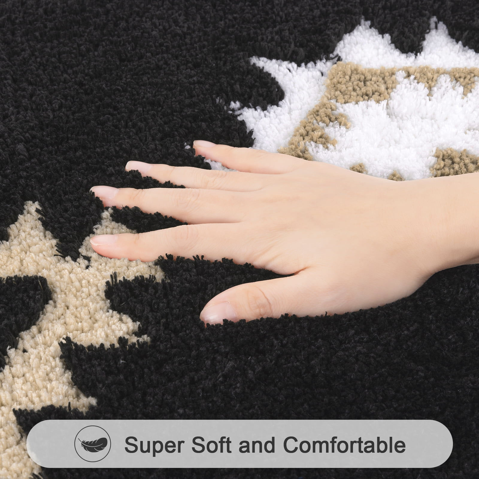 Bathroom Rugs Sets 4 Piece with Toilet Lid Cover, Non Slip Bathroom Mats Extra Soft Bath Rugs Absorbent Shaggy Rugs Perfect Plush Mats U-Shaped Toilet Rug and Toilet Cover
