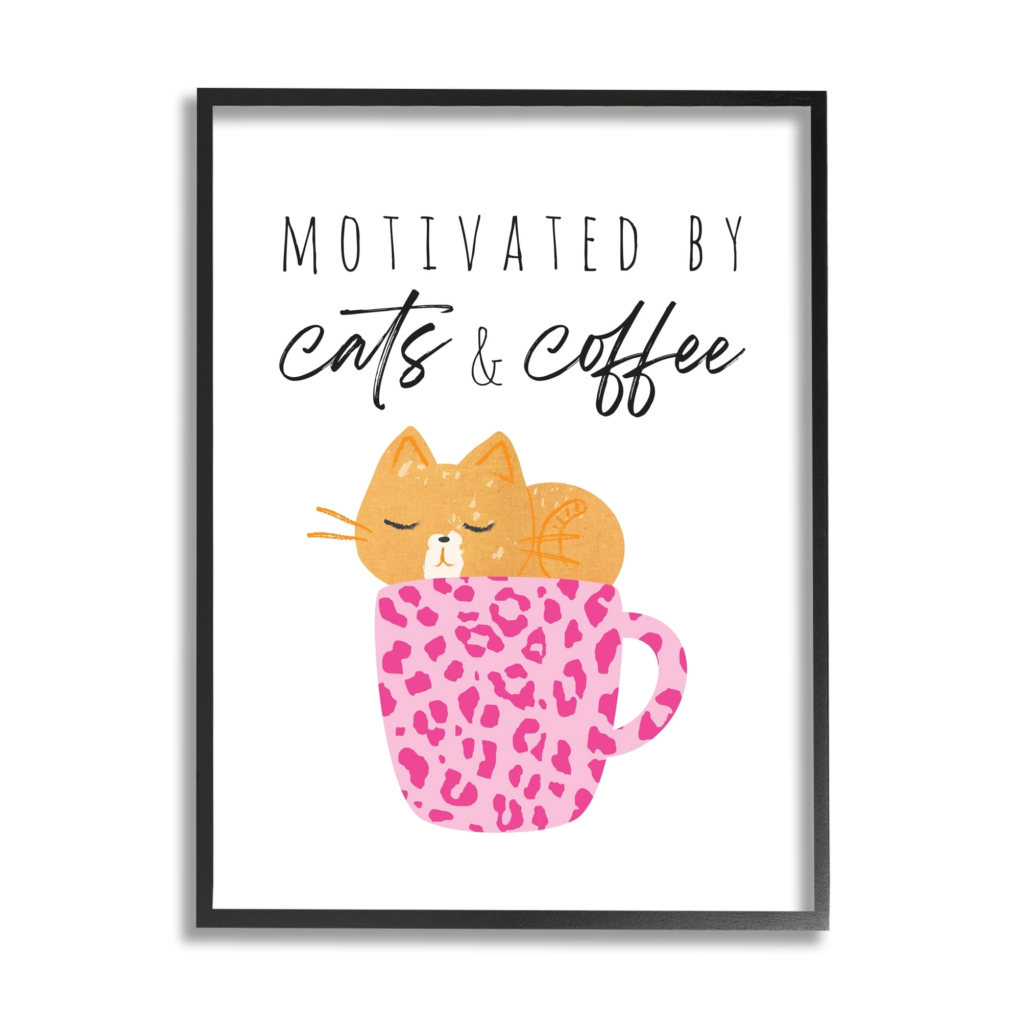Stupell Industries Cats and Coffee Motivation Pink Cheetah Print Mug, 16 x 20, Design by Jennifer McCully