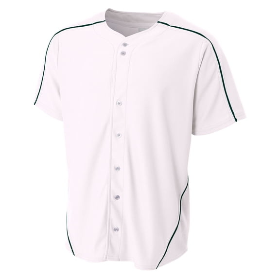 Men's Warp Knit Baseball Jersey - WHITE/ NAVY - 2XL N4214
