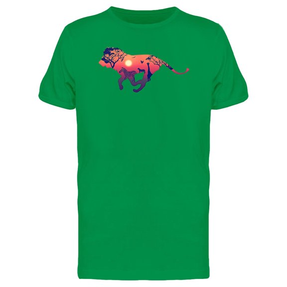Running Lion Africa Landscape Tee Men's - Men T-Shirt, Medium
