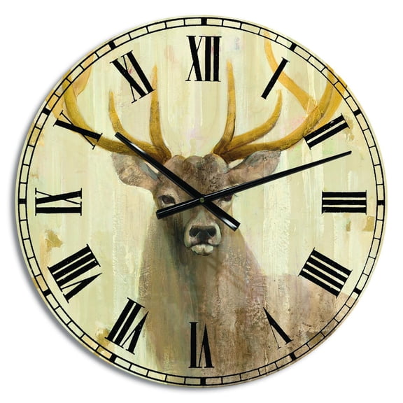 Designart Oversized Beige Analog Round Farmhouse Modern Wall Clocks, CLM30625-C23