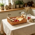 thumbnail image 3 of Hand Woven Rattan Serving Tray with Wooden Handles in Two Sizes for Food, Fruit, and Home Organization(Multicolor), 3 of 5