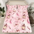 thumbnail image 2 of Homewish Flying Pink Butterflies 3pcs Twin Sheet Sets For Teens Girls Adults Female,Dreamy Princess Twin Fitted Sheet,Cartoon Fairy Elf Breathable Flat Sheet,Super Cozy Room Decor, 2 of 7