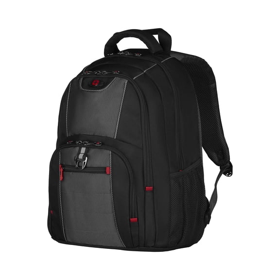 WENGER PILLAR 16 Inch Laptop Backpack, Triple Protect Compartment with Case-Stabilising Platform in Black/Grey (25 Litre), Swiss designed, 600633