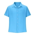 thumbnail image 5 of DPTALR George Men's Cotton Linen Short Sleeve Shirts,Casual Lightweight Button Down,Vacation Beach Summer Tops with Pocket,Sky Blue,Big and Tall Men XXL, 5 of 6