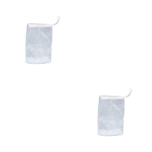 Advancent Bolsas de jabón de ducha Limpiador facial Baño Nylon Cara Burbuja Red Cuerpo Hecho a mano Espuma Cordón Suministros de baño Blanco Blanco 2Conjunto