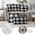 thumbnail image 6 of Black White Plaid Outdoor Waterproof Pillow Covers, Farmhouse Modern Abstract Art Buffalo Decorative Rectangle Throw Pillowcase Sofa Cushion Sham for Patio/Couch/Chair, 20"x12" 2 Pack, 6 of 8