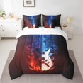 thumbnail image 2 of Guitar Comforter Set 7 Pieces Comforters Full Size Bed Set Bed in a Bag with Comforter,Stringed Musical Instruments Sheets,Pillowcases & Shams,Rock Pop Music Flaming Red Blue Fire Bedding Sets, 2 of 5