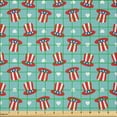 thumbnail image 2 of Ambesonne American Flag Fabric by the Yard Microfiber, Hearts Patriotic Hats, 3 Yards, Seafoam Dark Pink White, 2 of 2
