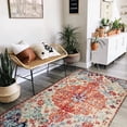 thumbnail image 4 of Moynesa 4'x6' Bohemian Area Rug, 4x6ft Soft Bedroom Rug Washable Entryway Mat, Floral Medallion Non Slip Pet Friendly Indoor Floor Accent Carpet for Bathroom Mudroom Basement Studio, Orange, 4 of 8