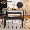 thumbnail image 2 of Dining Table Set for 4, 3Pcs Kitchen Table with 2 Upholstered Benches, Space-Saving Dining Room Set for Breakfast Nook and Small Spaces, Grey, 2 of 7