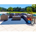 thumbnail image 2 of Sorrento 9-Piece Resin Wicker Outdoor Patio Furniture Sectional Sofa Set in Gray w/ Seven Sectional Seats, Armchair, and Coffee Table (Flat-Weave Gray Wicker, Polyester Light Gray), 2 of 8