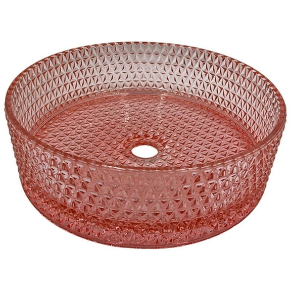 Scotch 14" Tempered Glass Circular Bathroom Vessel Sink in Pink Champagne