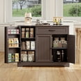thumbnail image 7 of Asofer 42" Kitchen Pantry Storage Cabinet with Guardrail Space, Sideboard Buffet with 3 Doors & 1 Drawer,Dark Brown, 7 of 7
