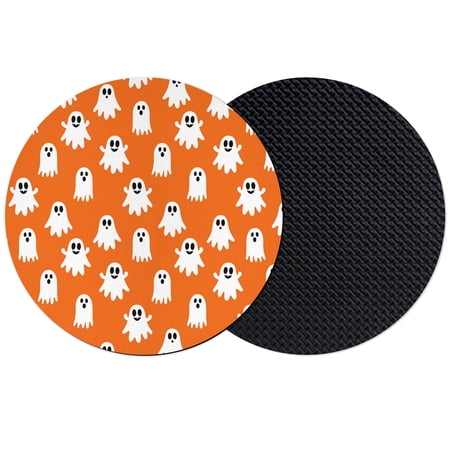 Cute Ghosts Halloween Coasters Set of 2 Absorbent Coasters for Drinks Orange White Funny Art Coaster for Desk Coffee Table Protection Home Decor House Warming Gifts 4