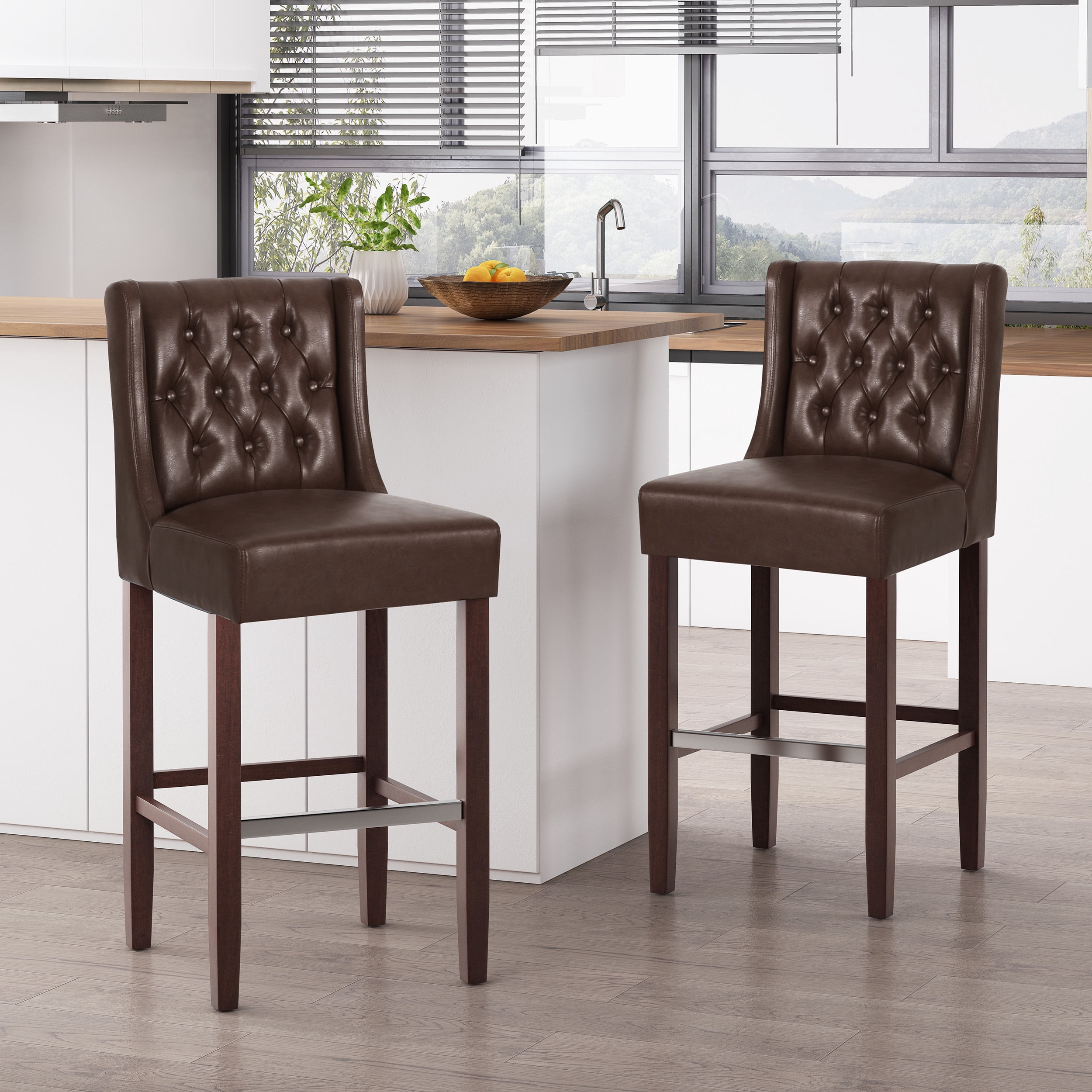 Noble House Daylanie Barstools, Dark Brown, Espresso