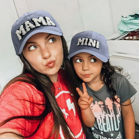 

toraway Hats for Kids 8-12 Girls Parent Child Outfit Unisex Baseball Cap Classic Low Profile Cotton Baseball Cap Embroidery MAMA Labeling Letter Soft Unconstructed 蓝色
