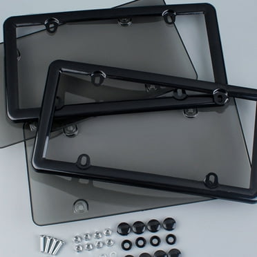 License Plate Protector, 2 Pcs Unbreakable License Plate Covers License Plate Frames with Screw Caps Cover Kit for American Standard Car