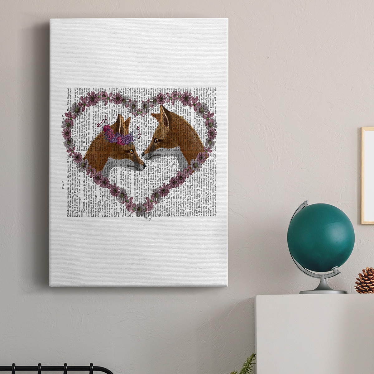 Foxes in Flowers Premium Gallery Wrapped Canvas - Ready to Hang
