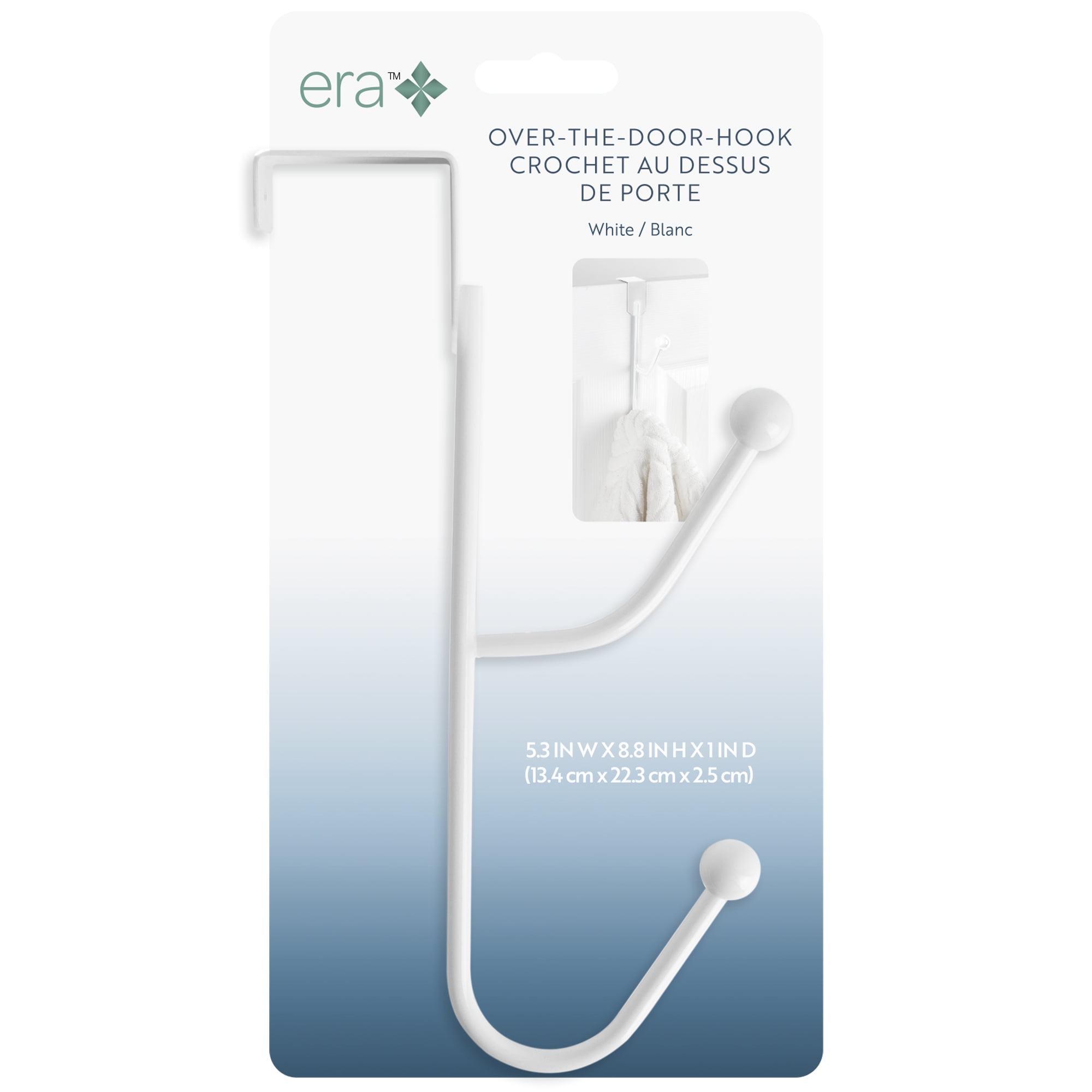 Era Roan Max Double Over The Door Hook, Organizer, White 5.3x8.8in, Roan Max Over Door Hook