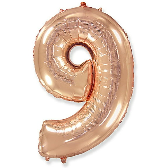 42 inch Number 9 - Rose Gold Foil Mylar Balloon - Party Supplies Decorations