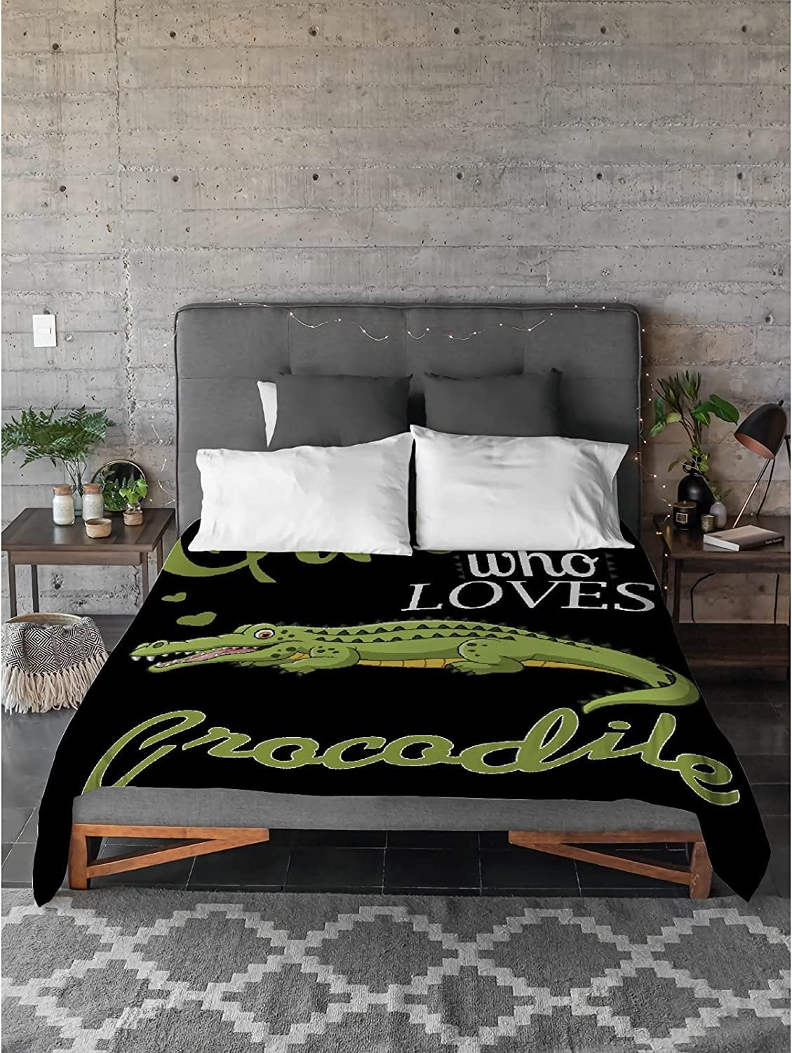 Just A Girl Who Loves Crocodile Blanket,Flannel Throw Blanket Ultra Soft Micro Lightweight Flannel Blanket Bed Couch Living Room All-Season 50"x40" Small for Kid