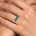 thumbnail image 4 of Gem Stone King 14K White Gold Green Malachite and Blue Created Sapphire Engagement Ring for Women | 2.28 Cttw | Oval 8X6MM | Gemstone Birthstone | Size 6, 4 of 6