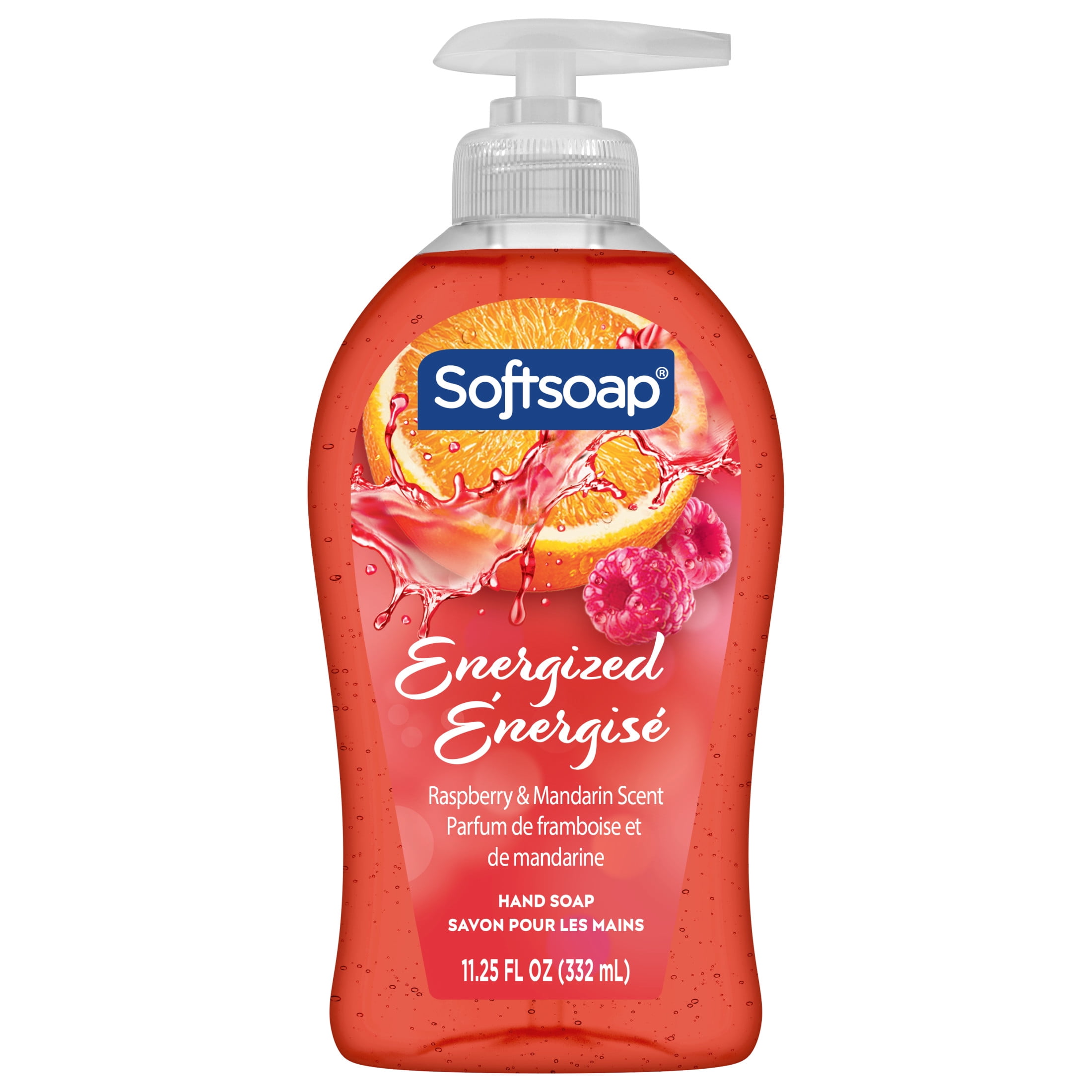 (3 pack) Softsoap Energized Liquid Hand Soap, Paraben Free, pH Balanced, Raspberry and Mandarin Scent, 11.25 fl oz Pump Bottle