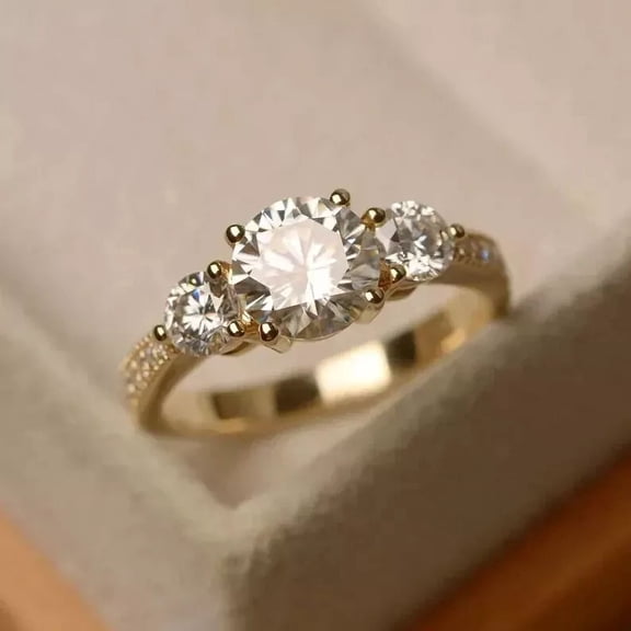 2.50Ct Round Cut Lab Created Diamond Engagement Ring 14K Yellow Gold Over Silver